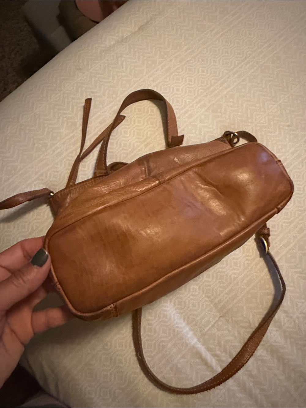 margot Tan Leather Crossbody Bag with Tassel - Picture 6 of 16